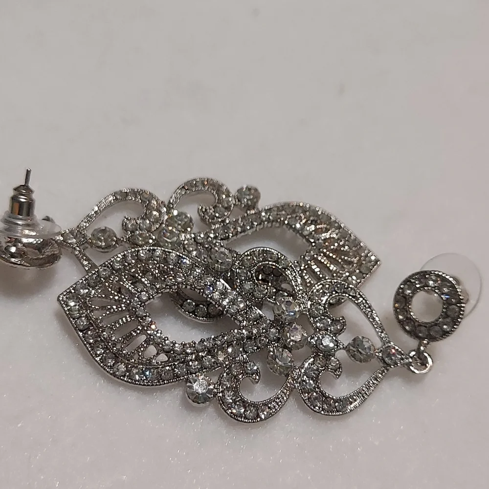 Rhinestone Dangling Earrings - Picture 4 of 4